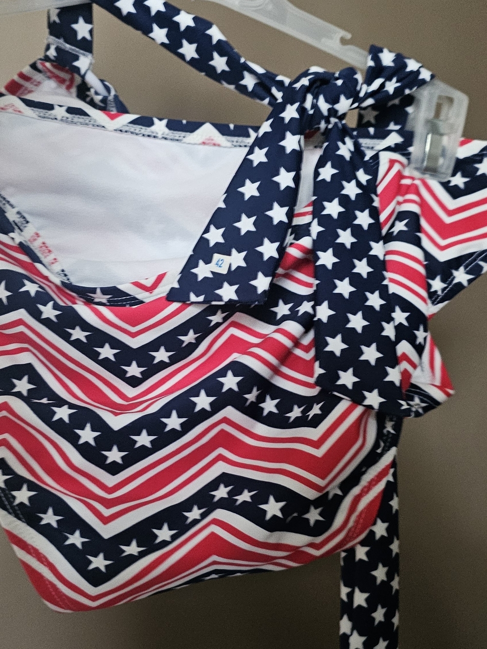 Catalina Red, White & Navy Star Chevron One-Piece Swimsuit W/Bling!